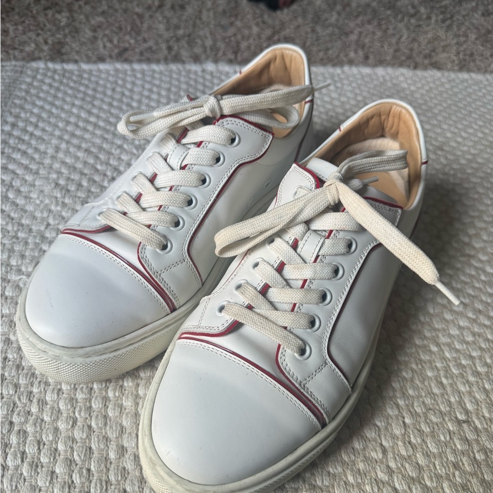 Louboutin White and Red Sneakers